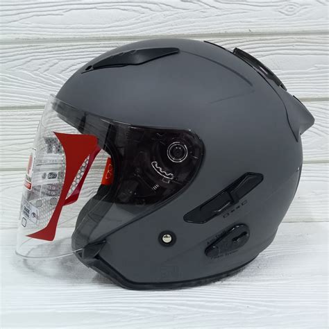 Jual Helm Half Face KYT Galaxy Flat R Solid Matt Gorilla Grey Double