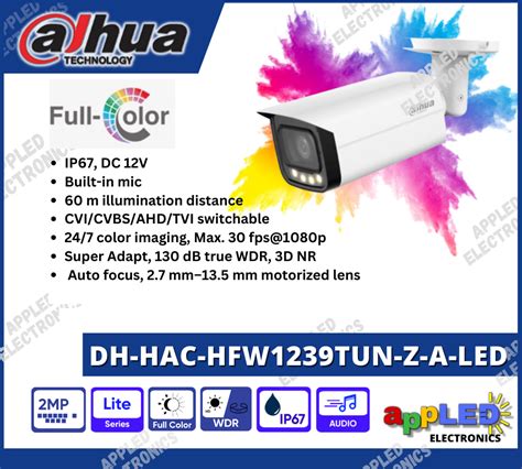 Dahua DH HAC HFW1239TUN Z A LED 2MP HDCVI Motorized Varifocal Lens