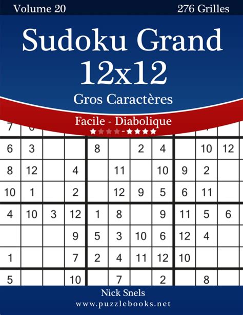 Sudoku Grand 12x12 Gros Caractères Facile à Diabolique Volume 20