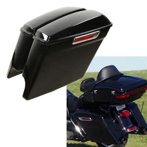 Vivid Black 5 Stretched Extended Hard Saddlebags Fit For Harley