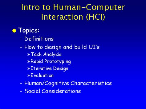 Intro To Human Computer Interaction Hci