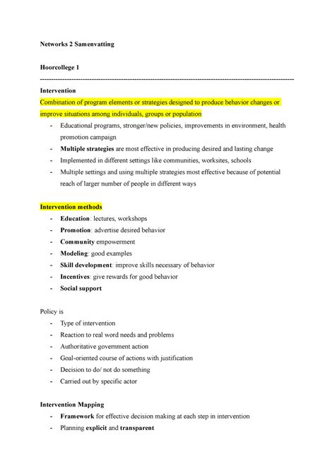 Networks Samenvatting Alle Colleges Networks Samenvatting