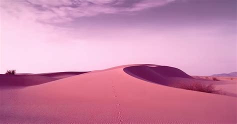 Dunas cor de rosa no deserto um céu roxo suave Foto Premium