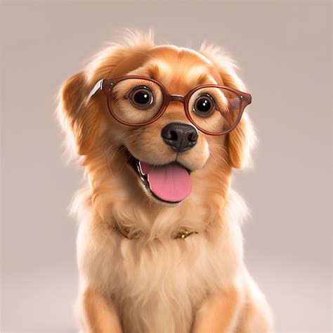 Perro lindo mascota bebé con gafas sonriendo dibujos animados aislado