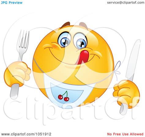 Royalty Free Vector Clip Art Illustration Of A Hungry Emoticon Wearing