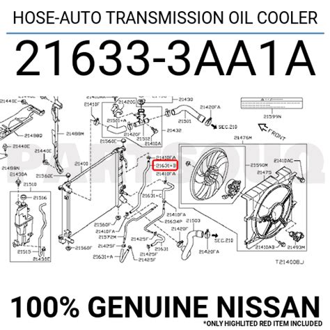 Aa A Genuine Nissan Hose Auto Transmission Oil Cooler Aa A