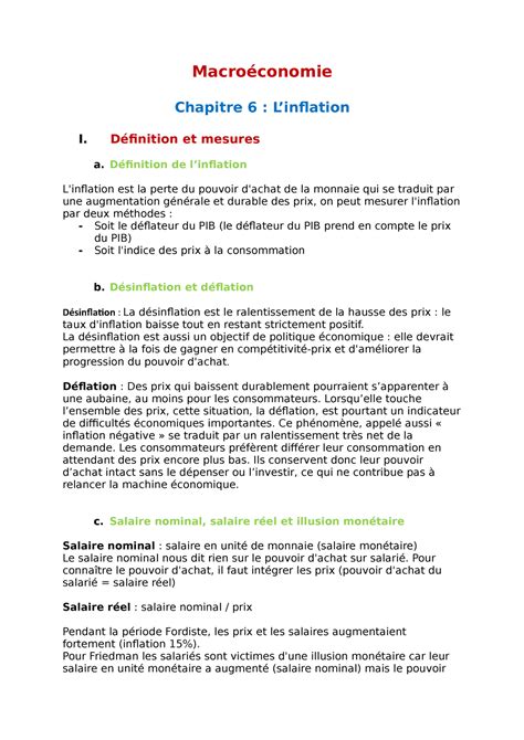 L1 Macroéconomie Chapitre 6 Macroéconomie Chapitre 6 Linflation