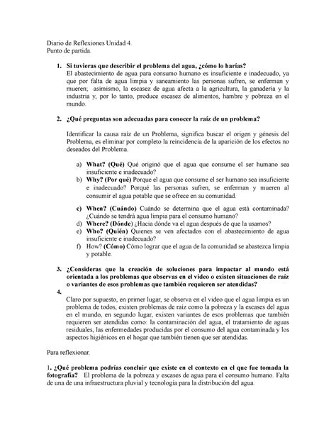 Diario De Reflexiones Unidad Punto De Partida Si Tuvieras Que