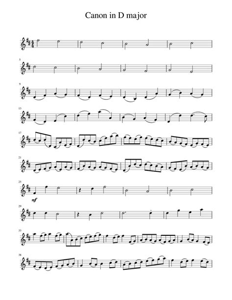 Canon In D Major Sheet Music For Violin Download Free In Pdf Or Midi