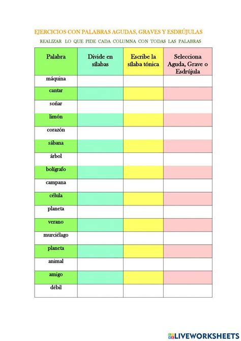 Agudas Graves Esdrújulas Sobresdrújulas Worksheet Live 44 Off