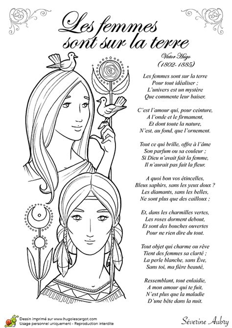 Coloriage Poésie Le Poème « Les Femmes Sont Sur La Terre De Victor Hugo