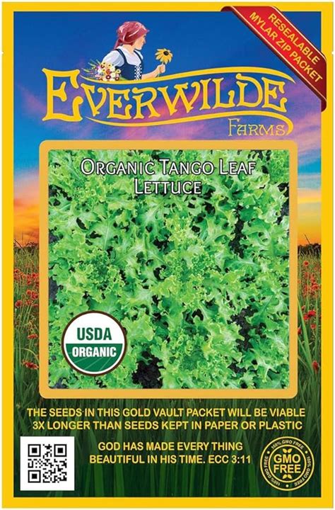 Everwilde Farms 500 Organic Tango Leaf Lettuce Seeds Gold Vault Packet Patio