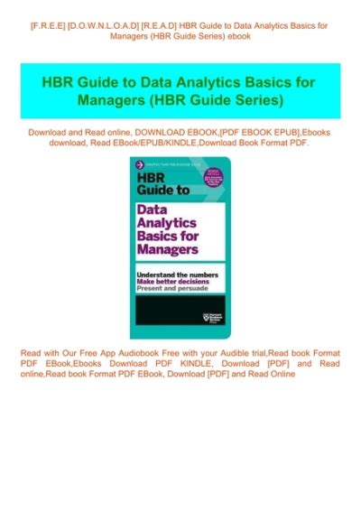 Free Download Read Hbr Guide To Data Analytics Basics For Managers Hbr Guide