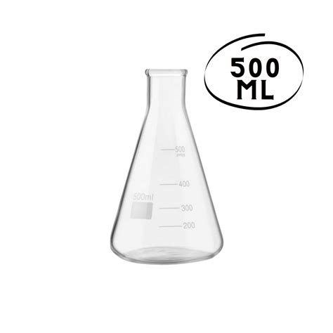 Frasco Erlenmeyer Boca Estreita Vidro Graduado 500ml Uniglas BE 500ml