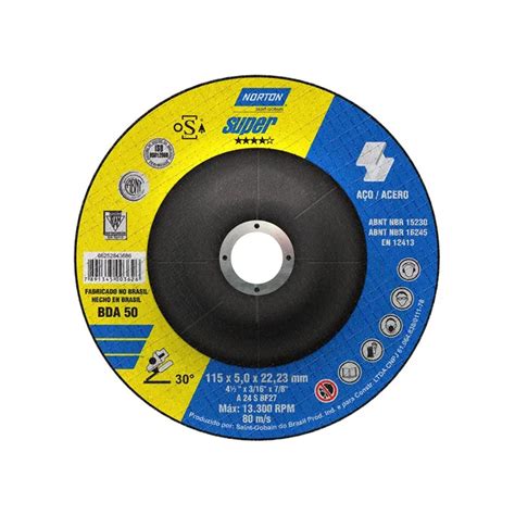 DISCO DE DESBASTE BDA 50 115X5X22 23MM NORTON Mat 203 Protendi