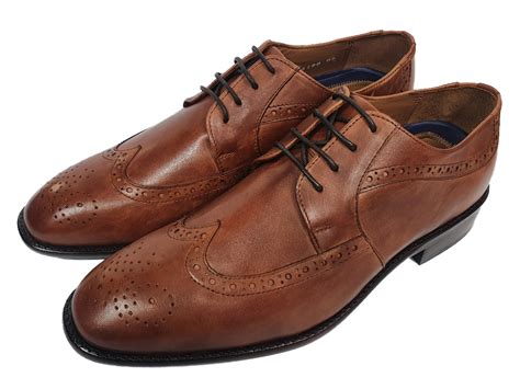 Manz Herren Business Leder Schuhe Budapester Derby Whisky Cognac