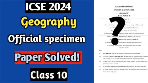 Specimen Paper Icse 2024 Geography Image To U