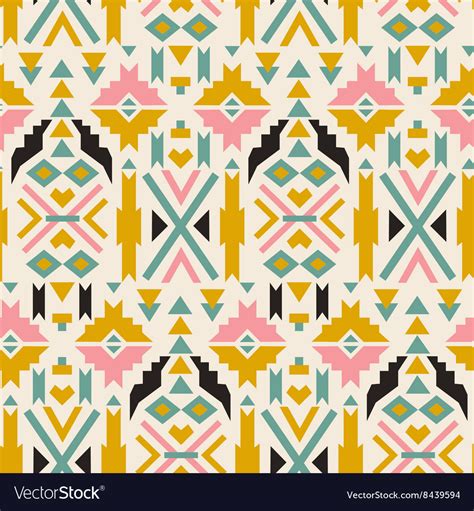 Seamless Colorful Aztec Pattern White Background Vector Image