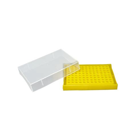 Boîte de stockage pour microtubes PCR de 0 2 ml pour 96 tubes jaune