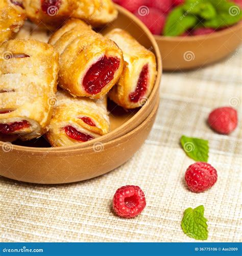 Raspberry Strudel Bites Macro Stock Photo Image Of Berry Sugar