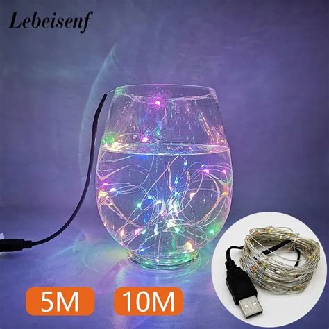 5M 10M Copper Silver Wire USB LED String Lights Waterproof Holiday Lighting