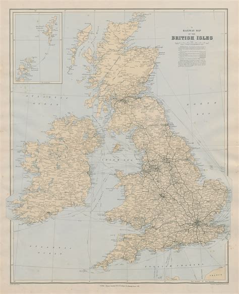 British Isles Hydrographical Map Drainage Basinswatersheds Stanford 1874