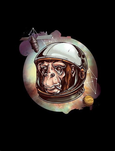 Space Chimp cool Monkey Astronaut Digital Art by Matthias Hauser - Fine ...