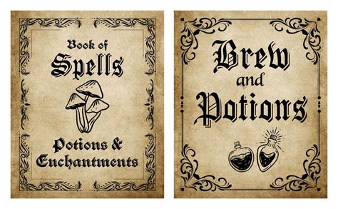 Printable Halloween Spell And Potions Book Covers Halloween Spell Book