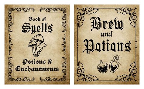 Printable Halloween Spell Potions Book Covers Halloween Spell Book