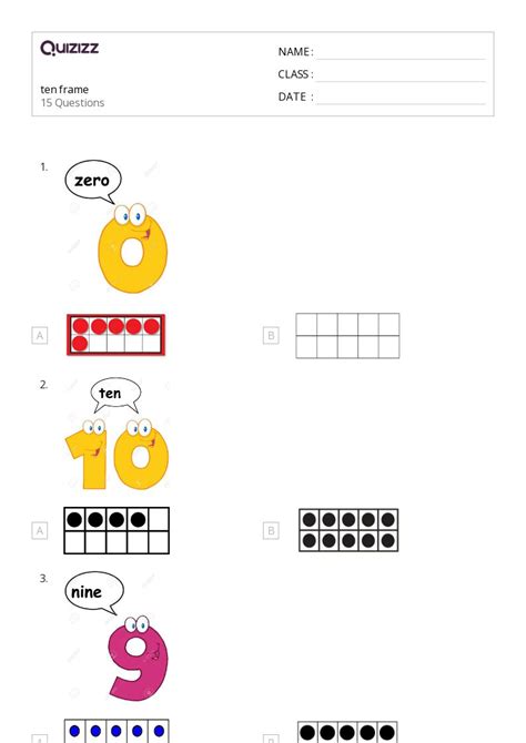 50 Subtraction And Ten Frames Worksheets For Kindergarten On Quizizz