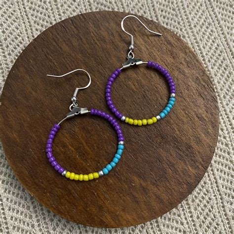 Native American Beaded Hoop Earrings Etsy