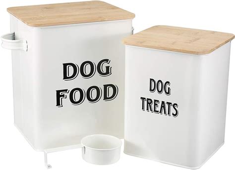 Dog Food And Treats Containers Set With Scoop For Cats Or Dogs Beige