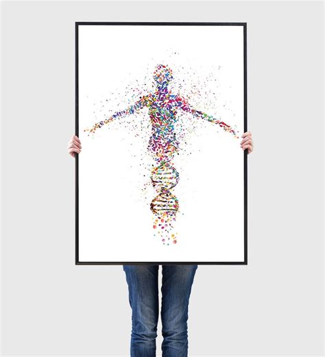 DNA Human Watercolor Print Dna Art Medical Wall Art Nurse Gift Etsy