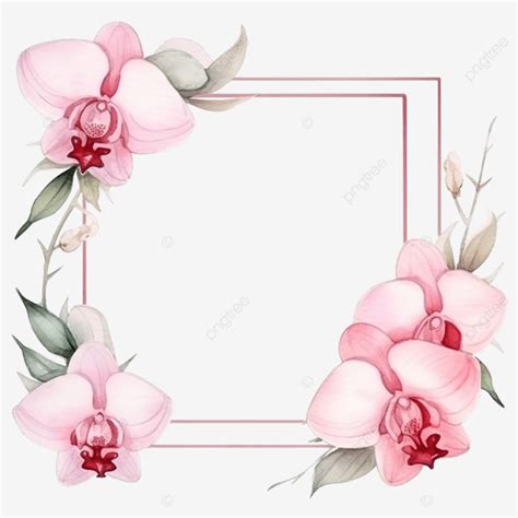 Pink Orchid Flower Watercolor Frame Flower Orchid Watercolor Png