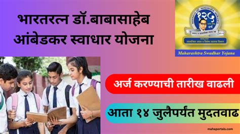 भारतरत्न डॉबाबासाहेब आंबेडकर स्वाधार योजनेअंतर्गत अर्ज करण्यास १४