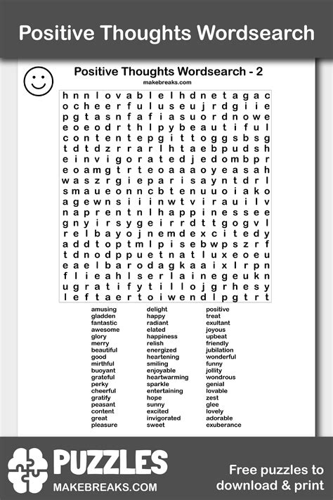 Free Printable Positive Word Search