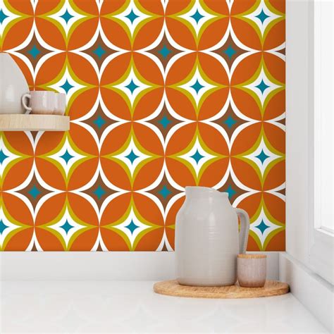 Astral Mid Century Modern Geometric Wallpaper Spoonflower