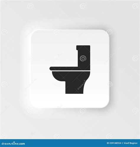 Toilet Bowl Neumorphic Style Neumorphic Style Vector Icon Illustration