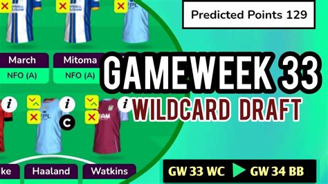 FPL GW33 WILDCARD DRAFT Fantasy Premier League Gameweek 33 WC Tips