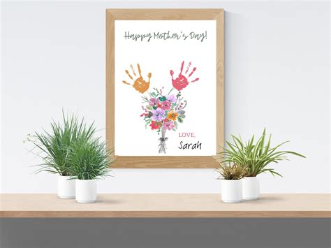 Mothers Day Handprint Printable Handprint Floral Bouquet Love