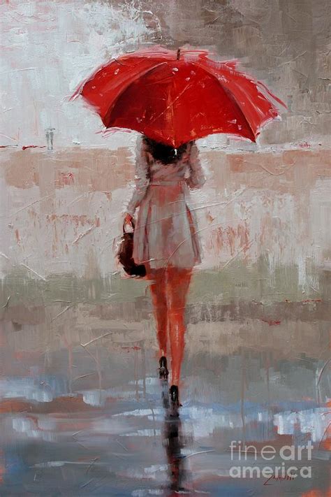 Girl With Red Umbrella Painting At Explore Collection Of Girl With Red