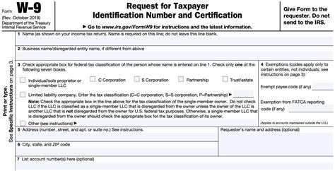 Irs Form W 9 Instructions Request For Tax Id Number