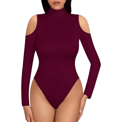 Mangopop Long Sleeve Body Suits For Womens Turtleneck Bodysuit Going