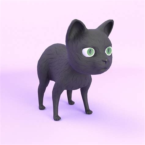 3d Model Stylized Cat Vr Ar Low Poly Cgtrader