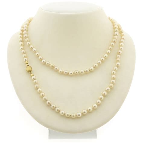 Vintage Parel Collier Met Gouden Slot 88 Cm Juweelwinkel Nl