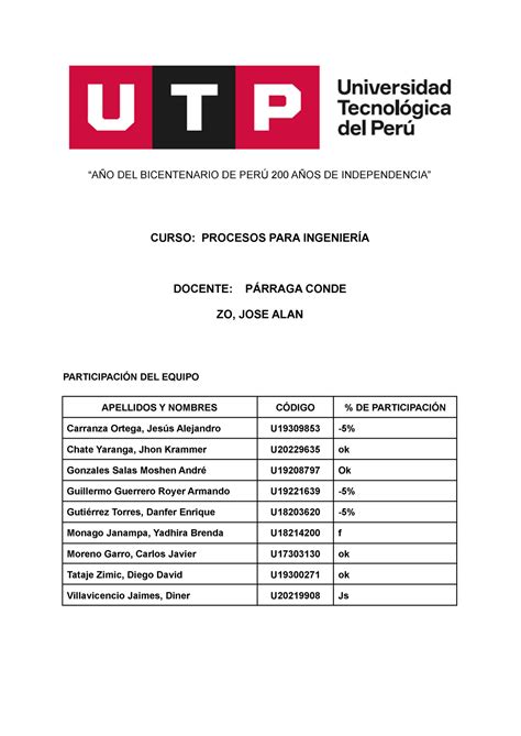 Practica calificada 1 Procesos para Ingeniería UTP Studocu