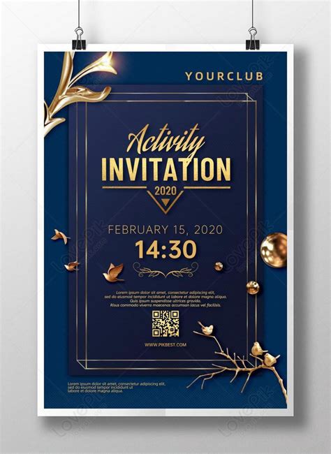 Classic Blue Color Event Invitation Poster Template Imagepicture Free