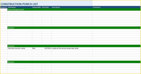 Free Punch List Template Of 7 Free Sample Construction Punch List Templates ...