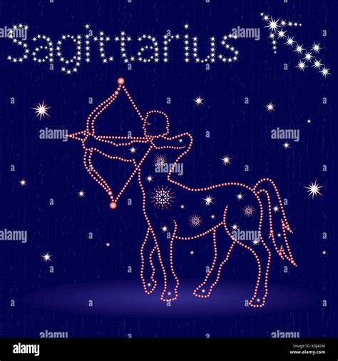 Zodiac Sign Sagittarius On The Starry Sky Hand Drawn Vector