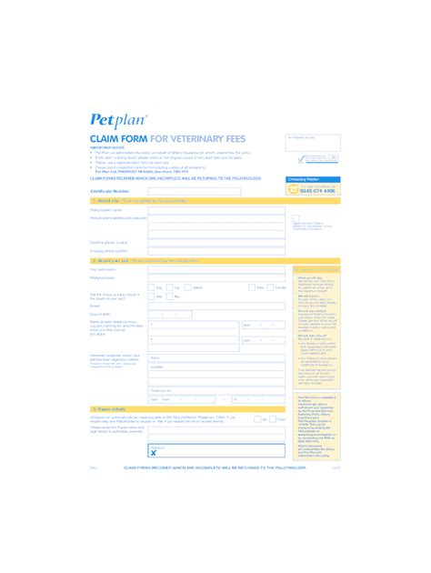 Petplan Claim Form Fill Out And Sign Printable Pdf Template Signnow